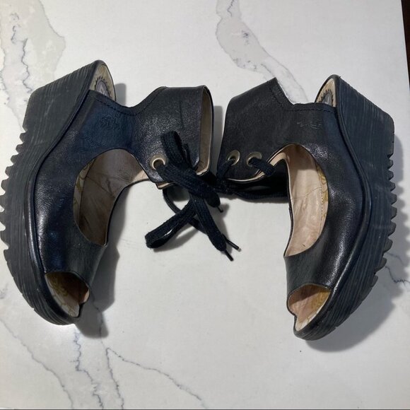 FLY LONDON Sz 40 Yaffa Lace Up Wedge Sandals - Picture 4 of 10